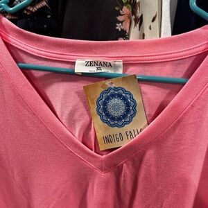 Zenana Pink V-Neck Top